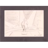 Dame Laura Knight DBE RA (1877 - 1970), Circus elephant, pencil sketch, signed, laid onto board,19.