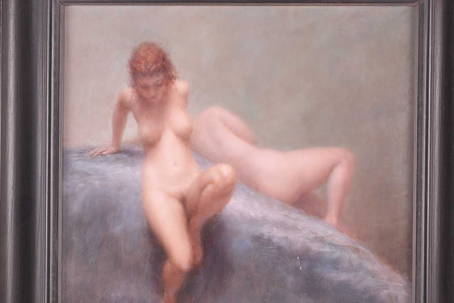 Harry Holland (b.1941) Scottish, 'Incline', oil on panel, 1995, study of two female nudes, signed to - Image 2 of 5