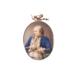 John Bogle (1746-1803) British, a portrait miniature on ivory, a finely dressed gentleman, signed to