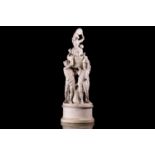 A large French Niderviller Parian ware figure group, four gentlemen carrying a woman and children in