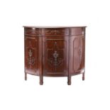 An Edwardian Adam-style mahogany demi-lune commode. With a single frieze drawer above a single
