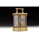 A large early 20th-century French "Anglaise Riche" 8-day repeater carriage clock with a