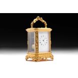 A 19th-century Bolvillier of Paris 8-day carriage clock with elaborate water gilt canted case
