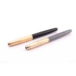 Two Parker 51 pens, to include a Parker 51 vacumatic fountain pen with plastic plunger filling