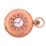 A 9ct gold half hunter pocket watch, with a keyless wound movement, stamped S&Co Swiss Made