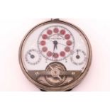 A Hedbomas 8-day calendar silver open face pocket watch, featuring a Swiss-made keyless wound 8-