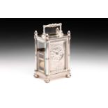 A 20th-century limited edition 151/200, silver cased, twin fusee 8-day carriage clock London 1976 by