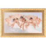 19th century school, an allegory of love with Cupid, pastel, indistinctly signed and marked '