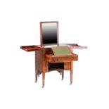 A George III satinwood strung mahogany fold-out valet stand/ dressing table. in the manner of