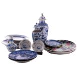 A small collection of mostly Chinese blue and white 19th /20th-century porcelain including a