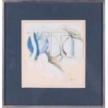 Adrian Heath (1920-1992), mixed media abstract on paper, signed and dated '66, 21 cm x 20 cm