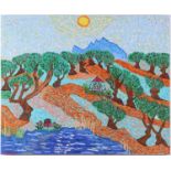 Iulian Atomei (b.1979), 'Olive Groves, Luberon, Provence', unframed oil on canvas, signed to lower