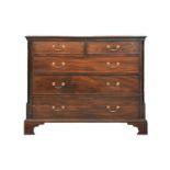 A George III Cuban mahogany North Country chest of two short over three long cockbeaded drawers with