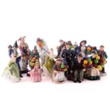 A large collection of Royal Doulton figures, to include HN1315 The Old Balloon Seller, HN 2934