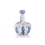 A Chinese blue & white quintal bulb holder, in the Kangxi style with garlic head mouth, painted with