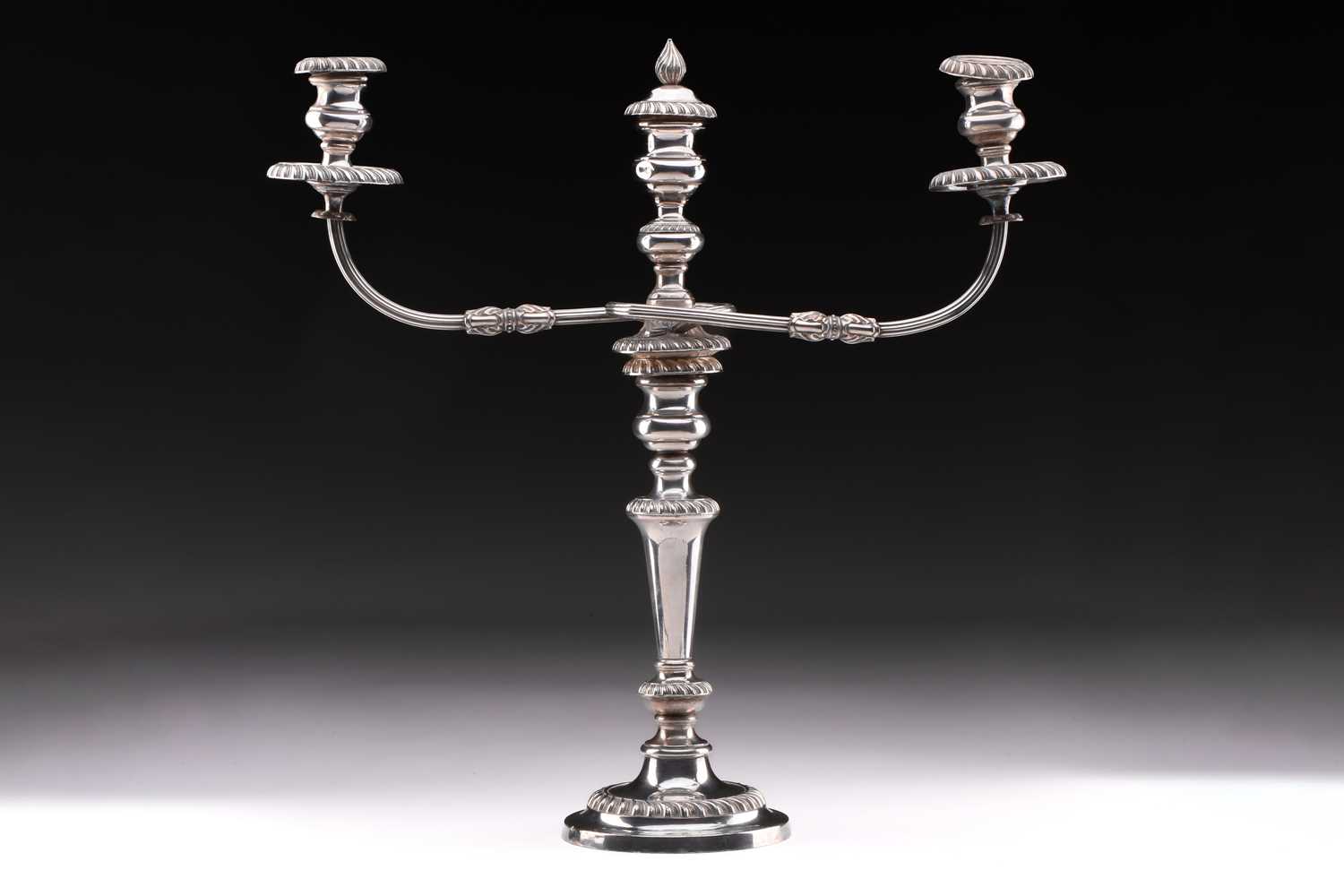 A pair of large silver plated two branch candelabra, the two scroll branches with detachable - Image 3 of 6