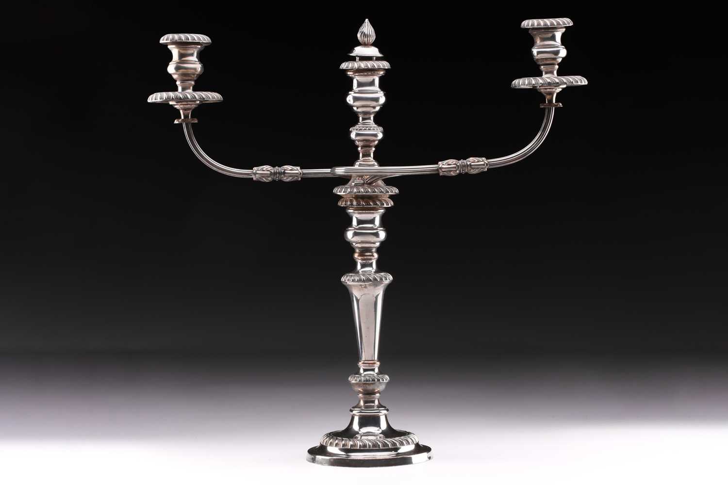 A pair of large silver plated two branch candelabra, the two scroll branches with detachable - Image 5 of 6