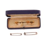A miscellaneous collection of dress studs and collar pins; A 9ct gold collar pin, Birmingham