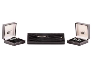 Montblanc - A rollerball pen, a pair of cufflinks and matching tie bar, all boxed; A Generation