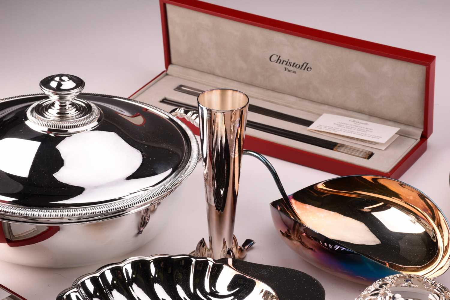 A quantity of Christofle electroplated wares, mostly boxed; and a pair of Christofle plated circular - Image 2 of 11