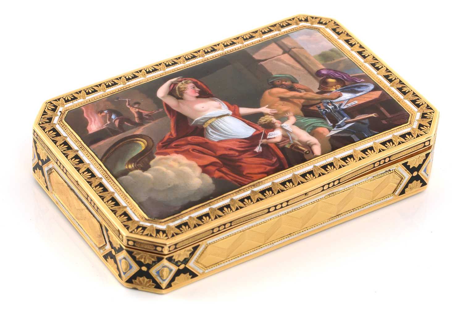 An early 19th century Swiss gold and enamel snuff box, by Guidon, Gide & Blondet Fils, Geneva,