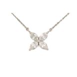 Tiffany & Co. - 'Victoria' pendant in platinum with diamonds, consisting of four marquise-cut