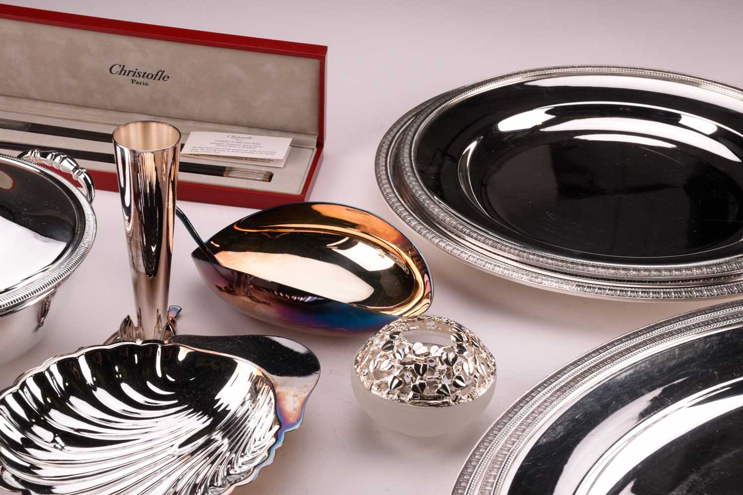 A quantity of Christofle electroplated wares, mostly boxed; and a pair of Christofle plated circular - Image 3 of 11