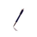 Montblanc StarWalker Cool Blue Rollerball pen, with bright blue guilloche finish lacquer cap and