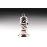 A Victorian Brittania standard silver sugar caster, of lighthouse form, the pierced domed cover with