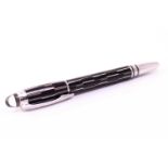 A Montblanc Starwalker Black Mystery Rollerball pen, black lacquered barrel with laser-engraved