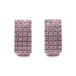 A pair of diamond-set earrings, each consists of brilliant diamond with an estimated total weight of