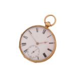 An 18ct yellow gold open face pocket watch, with a key wound movement signed F J Bernard London