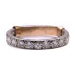 A diamond eternity ring, comprises an array of round brilliant cut diamonds, with an estimated total