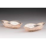 A pair of early 20th century Tiffany & Co. bonbon dishes, oval boat-shaped form with fretwork