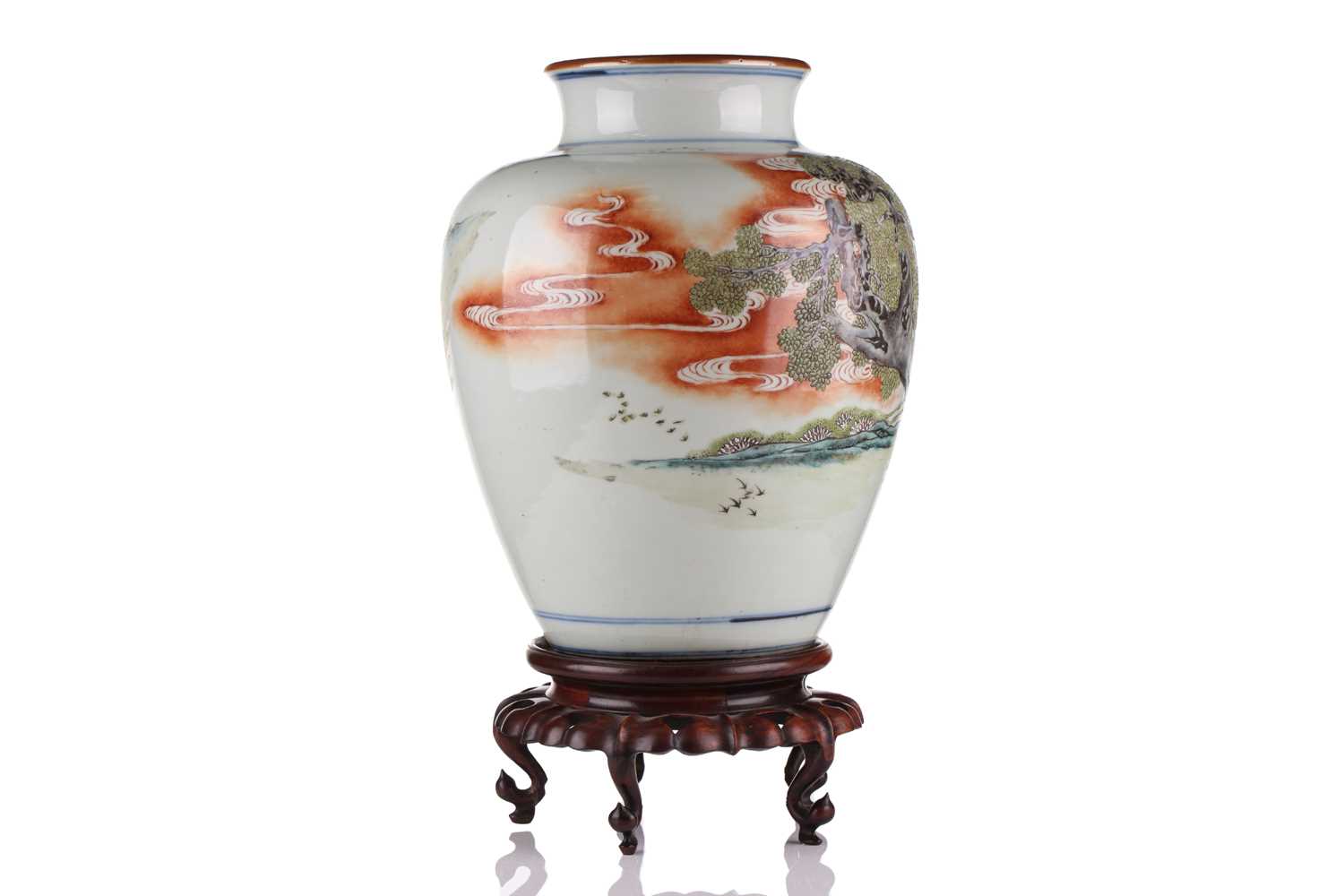 A Chinese porcelain vase, late Qing dynasty, painted with Shoulao and a boy attendant within a - Image 3 of 33