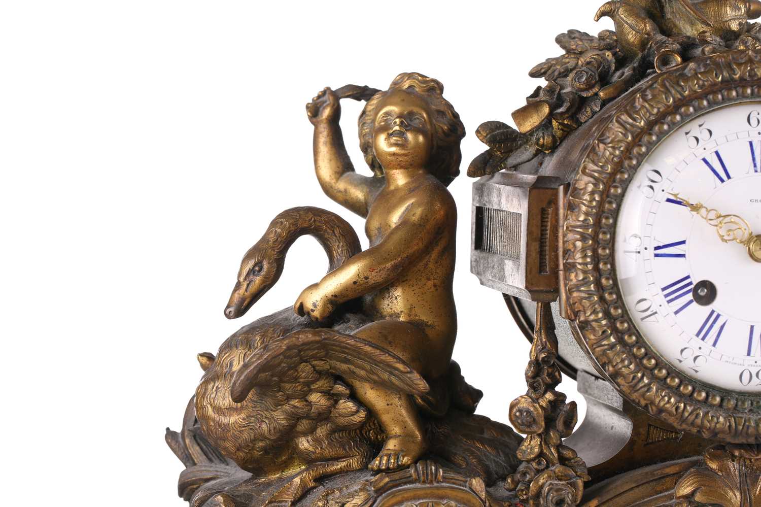 Grohe of Wigmore St, London; a late 19th-century ormolu 8-day mantle clock with trophy surmount - Image 7 of 10