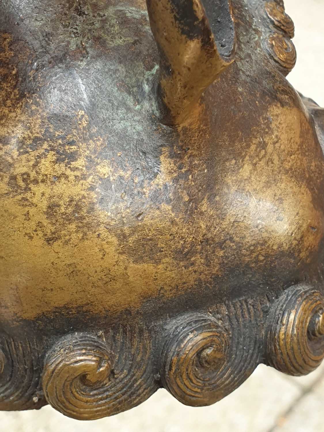 A large Chinese bronze Pixiu censor, with open mouth, scrolling mane and eyebrows, the ears pricked, - Image 23 of 27