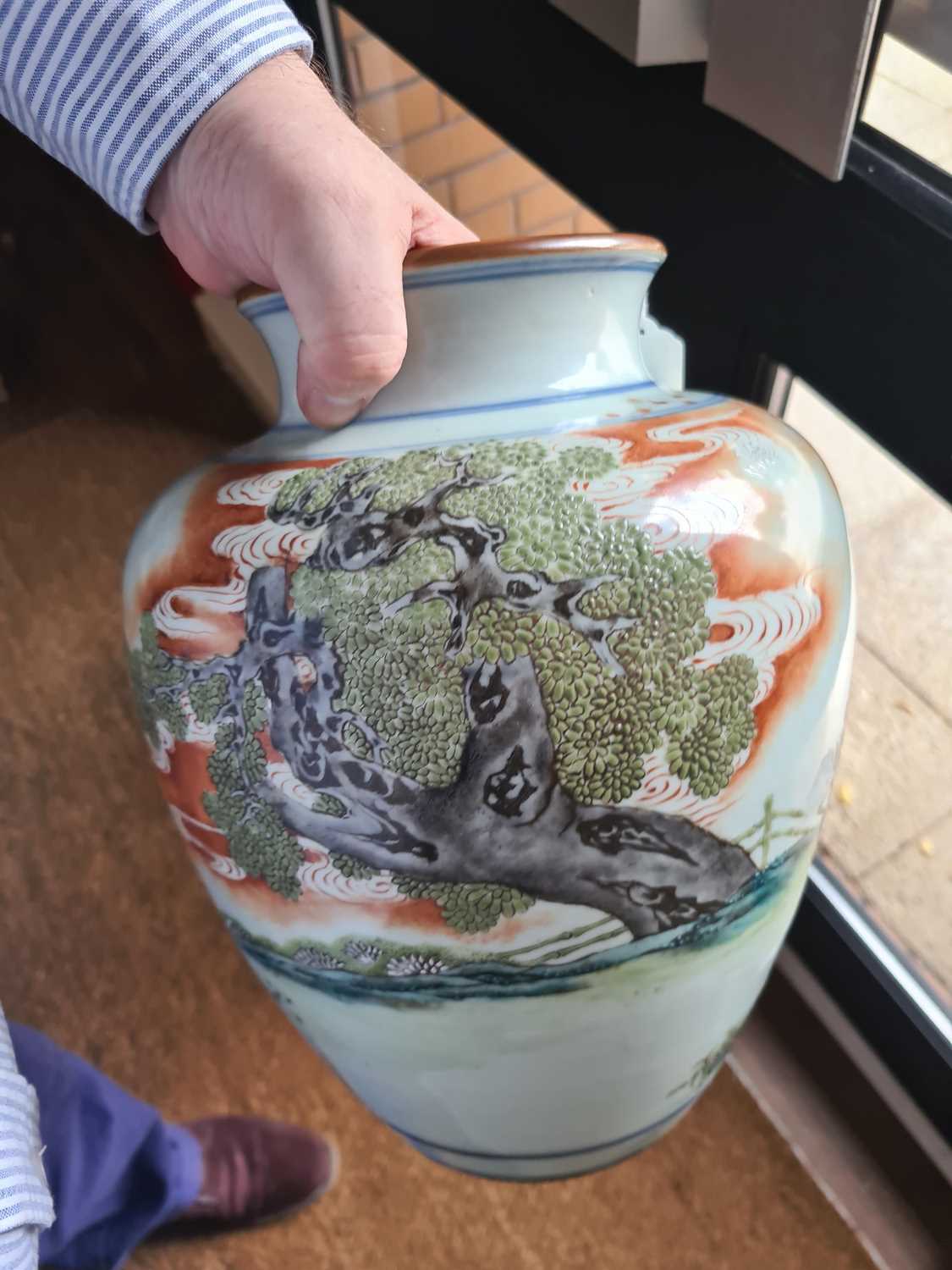 A Chinese porcelain vase, late Qing dynasty, painted with Shoulao and a boy attendant within a - Image 30 of 33