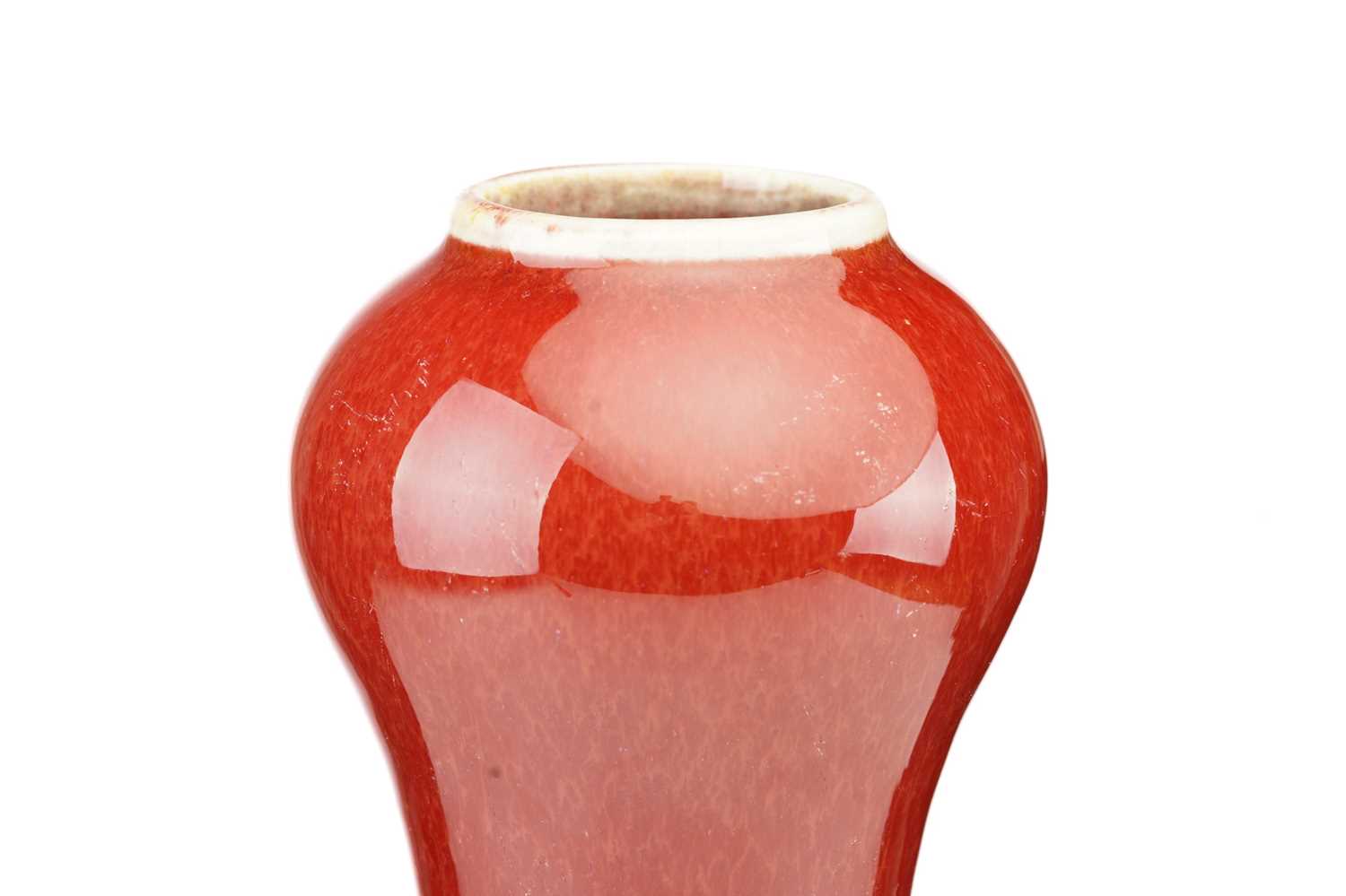 A Chinese sang de boeuf glazed vase, Suantouping, with garlic shaped mouth above a compressed - Image 3 of 4