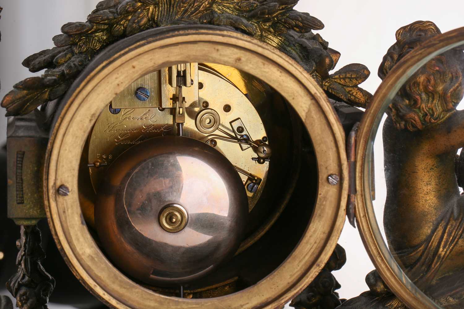 Grohe of Wigmore St, London; a late 19th-century ormolu 8-day mantle clock with trophy surmount - Image 9 of 10