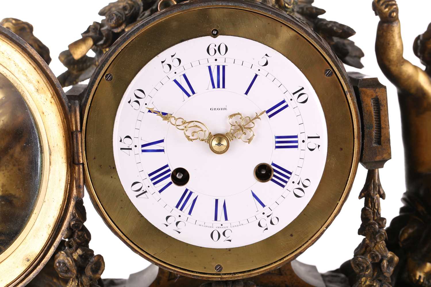 Grohe of Wigmore St, London; a late 19th-century ormolu 8-day mantle clock with trophy surmount - Image 3 of 10