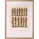 Sir Henry Moore (1898-1986), 'Thirteen Standing Figures', original lithograph 1958, polished by