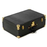 Louis Vuitton black "Epi Leather" suitcase with brass cappings and lock furniture, with fitted