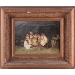 19th century Continental school, figures in an interior setting, oil on canvas, signed indistinctly