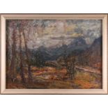 Hans Heider (1861-1947) German, an Alpine landscape, large impasto oil on board, 71 cm x 98 cm