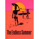 A blacklight poster for 'The Endless Summer', the cult surfer's film, copyright Bruce Brown Films,