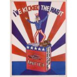 An original 1970s large anti-Vietnam war poster, 'I've Kicked the Habit', designed by Sam Lawson,