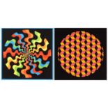 Two original 1960s American psychedelic blacklight posters, 'Circle of Cubes', and 'The Wheel',