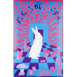 An original late 1960s psychedelic blacklight poster, 'White Rabbit', printed by Orbit Graphics