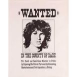 Jim Morrison: 'Wanted', a vintage 1970s copy of the 'County of Dade' police poster, 57 cm x 44.5